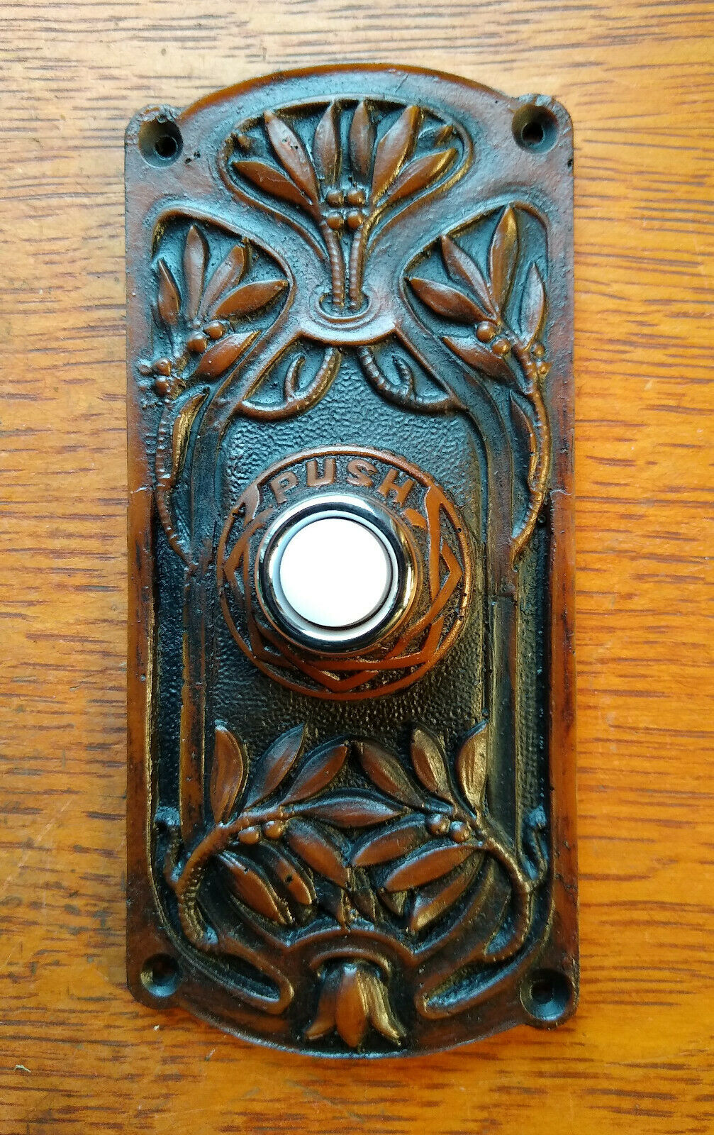 New Victorian Craftsman Eastlake "olive Tree" Lighted Doorbell Button